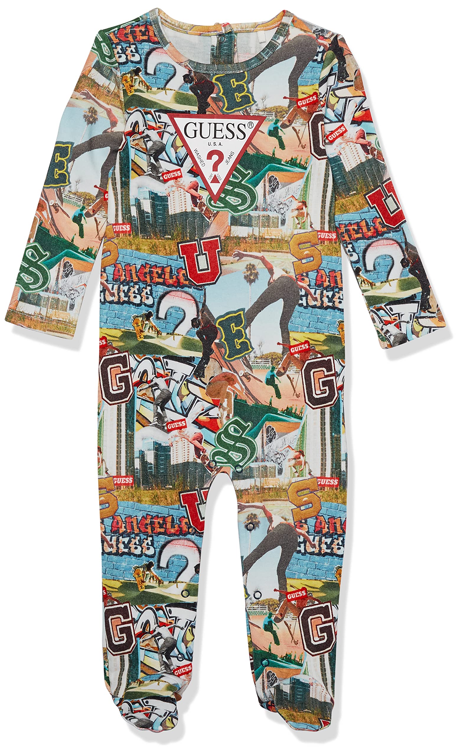 GUESSBaby Boys Long Sleeve Interlock Knit Footed Onsie Onsie