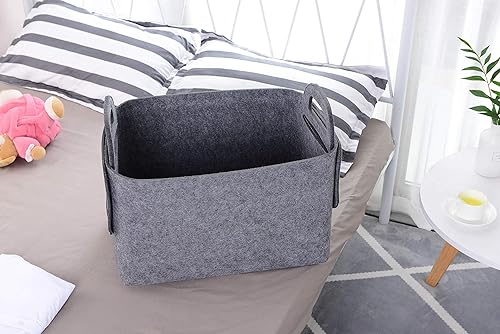 Miniatura 3 de Minoisome - Canasta organizadora de fieltro plegable y práctica con asas, para oficina, dormitorio, armario, habitación de bebé, juguetes, DVD,