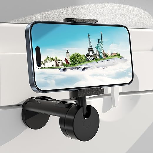NULAXY Sturdy Airplane Phone Holder, Patented 3D Rotation with 900° Technology, Universal Phone Holder Mount, Pocket-Sized Must Have Travel Essentials for Plane Tray, Home, Kitchen, Office