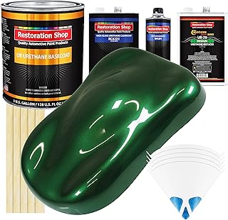Restoration Shop - British Racing Green Metallic Urethane Basecoat with Clearcoat Auto Paint - Complete Medium Gallon Paint Kit - Professional High Gloss Automotive, Car, Truck Refinish Coating