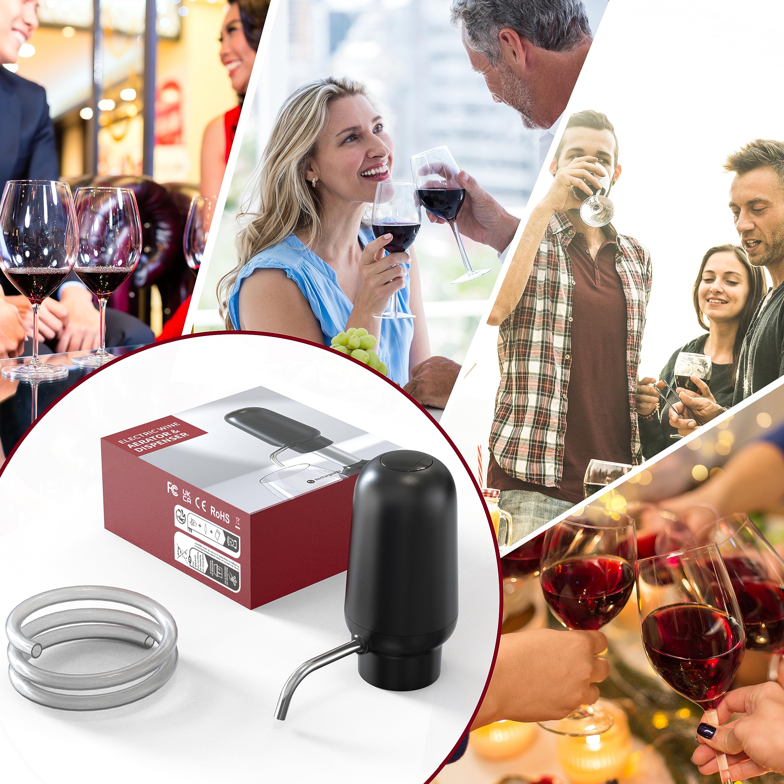 IraXpro Electric Wine Decanter & Aerator - USB Rechargeable Smart Wine Pourer, Black