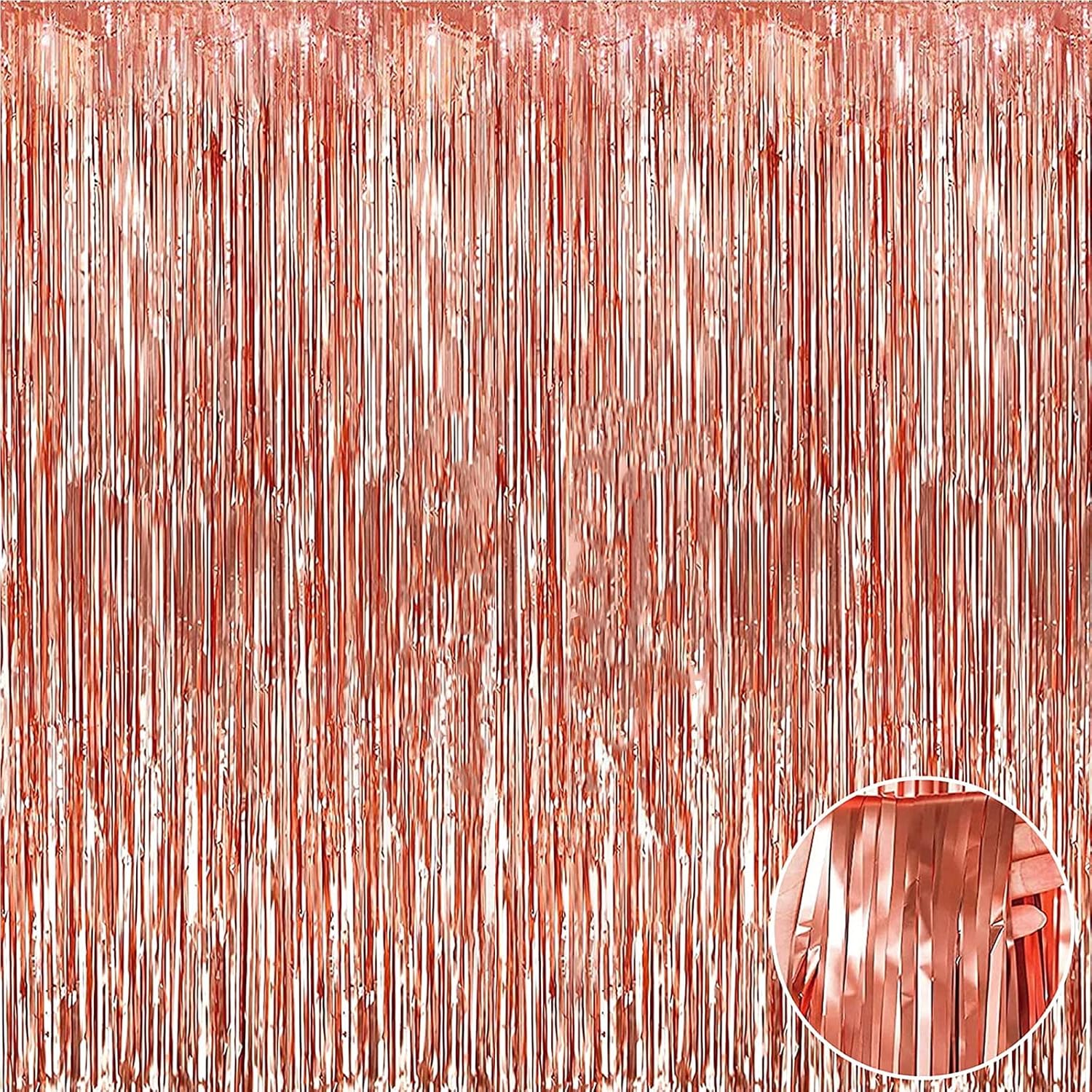 ShinherYee Lametta Vorhang 4er-Set - Roségold Glitzer 1x2 M