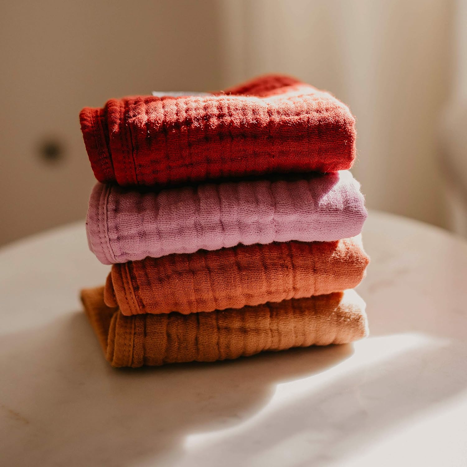 Parker Baby Muslin Cotton Burp Cloths - 4 Pack Large Cotton Burping Clothes for Boys, Girls, Unisex - Rose Set : Baby