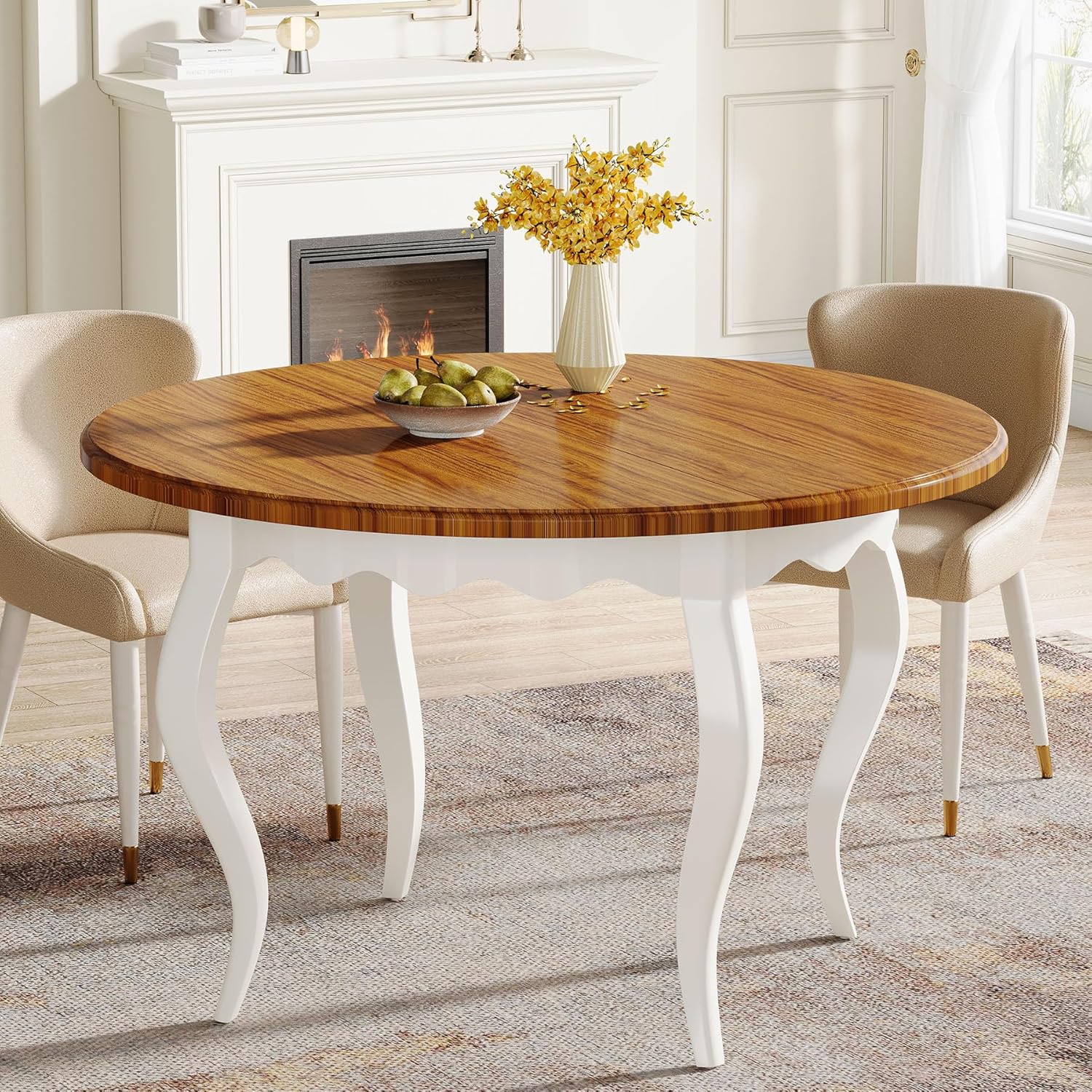 Amazon.com - Tribesigns Round Dining Table for 4, 47-Inch Farmhouse ...