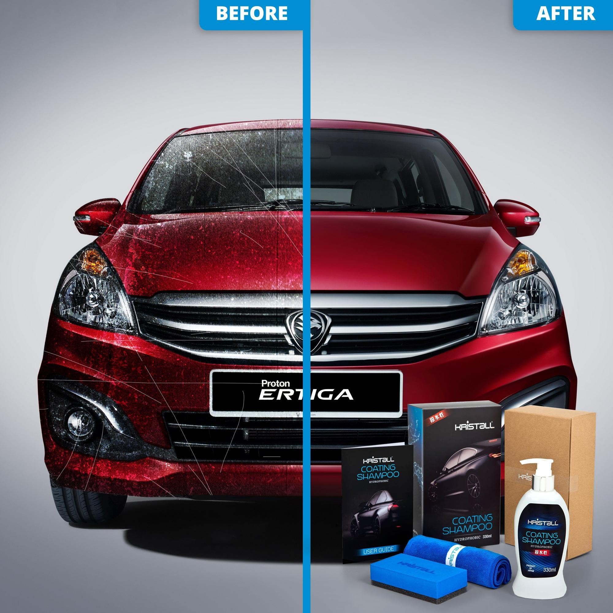 Proton Ertiga MPV Coating Shampoo - Kristall Car Shampoo WITH Nano Coating (Car Paint Protection, Super Hydrophobic, Deep Gloss, 6.5 pH Balanced Neutral Shampoo)