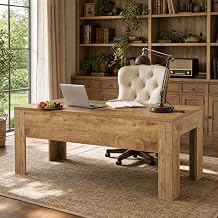 Tribesigns 63 in. Long Office Desk with Spacious Tabletop,Wooden Computer Desk with Sturdy Legs and Front Baffle,Modern Workstation for Home Office Brown