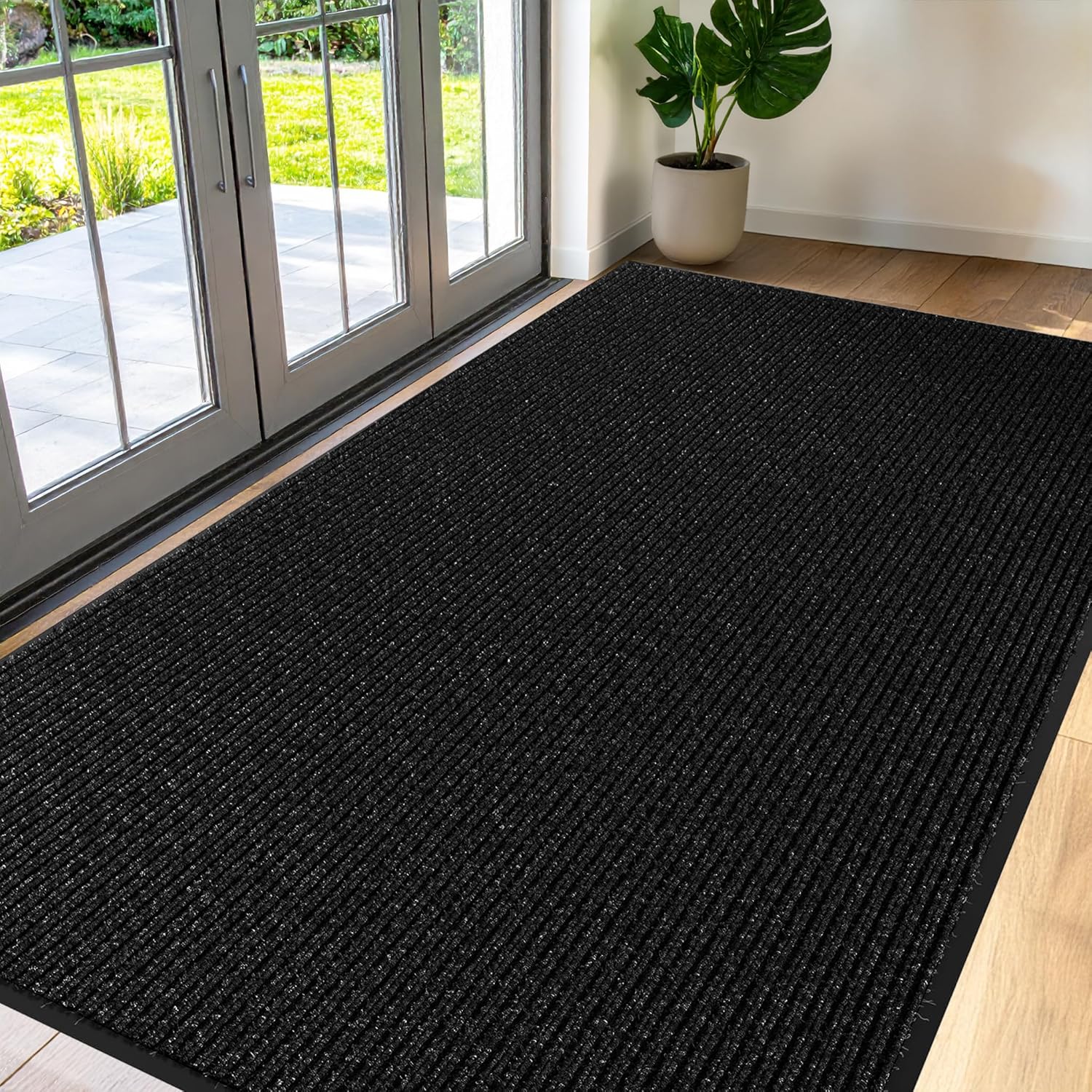 Commercial Door Mat 3'x6' Heavy Duty Industrial Floor Mat for High Traffic Areas, Nonslip Rubber Backing, Large Door Mat for Indoor Entrance or Business Entryway, Black, Made in USA.