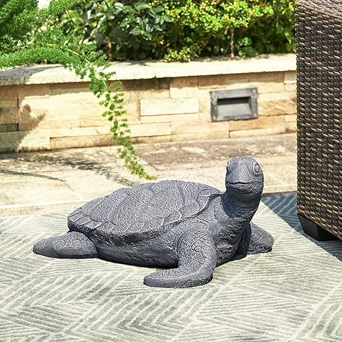 Miniatura 5 de Glitzhome Estatua de tortuga para exteriores, escultura de jardín de tortuga grande, 22.75 pulgadas de largo