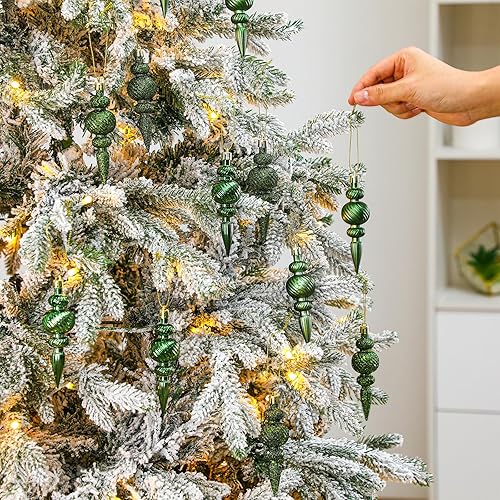 Miniatura 3 de 16 adornos de Navidad verdes de 4 pulgadas, adornos colgantes de Navidad, decoración de plástico inastillable para árbol de Navidad, suministros de