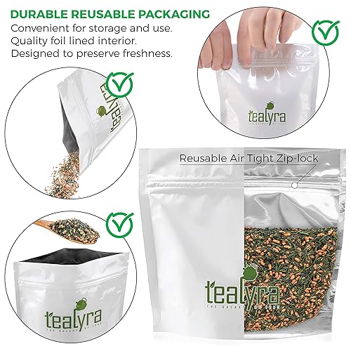 Miniatura 2 de Tealyra - Imperial Gyokuro Genmaicha - Té japonés de hojas sueltas - Té verde Gen Mai Cha con arroz tostado integral - Nivel de cafeína bajo - 7.05