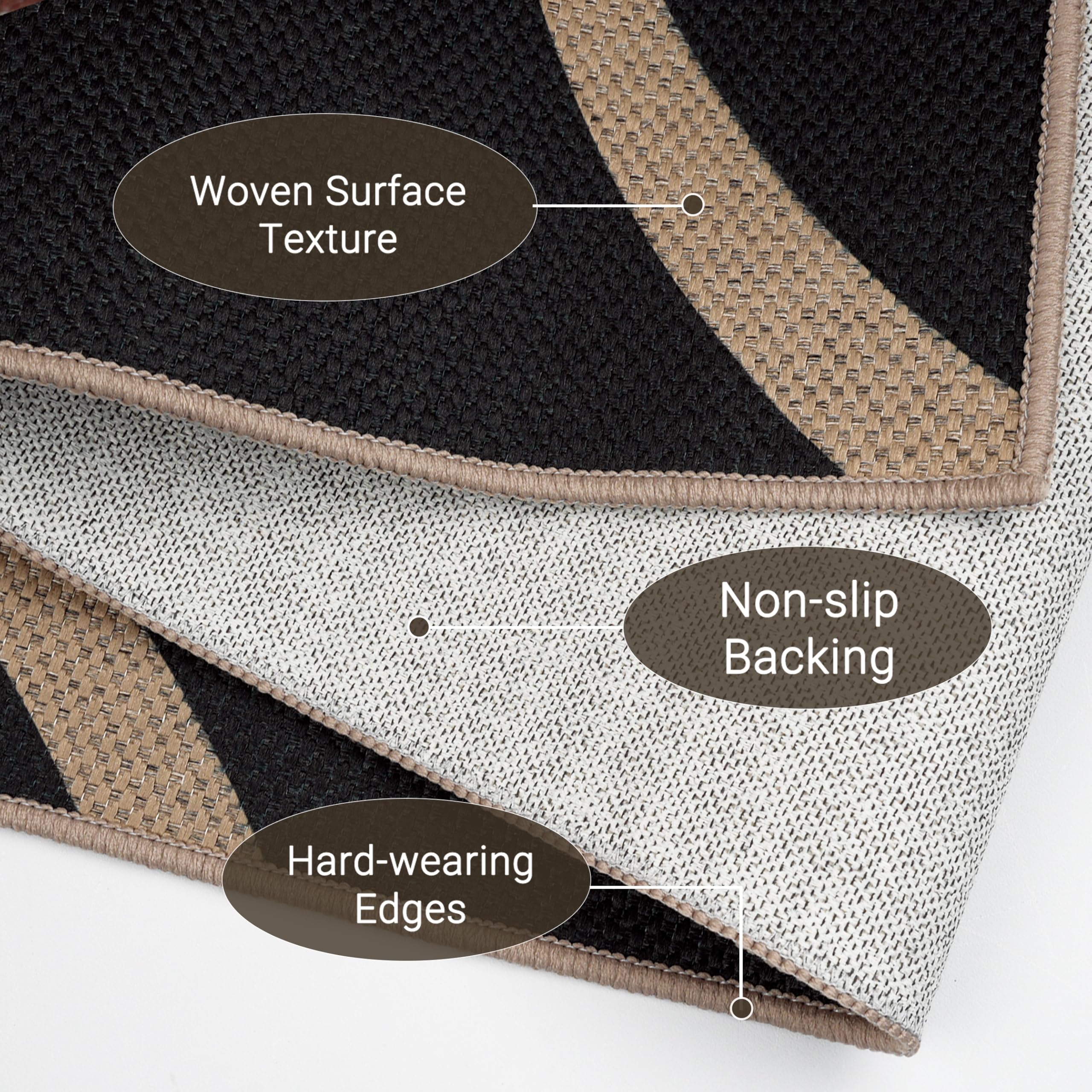 Capslpad Teppich Läufer Flur 80x200 cm, rutschfest Waschbar Lang Teppichläufer Modern Jute Aussehen Küchenteppich mit für Eingang, Wohnzimmer, Korridor und Küche