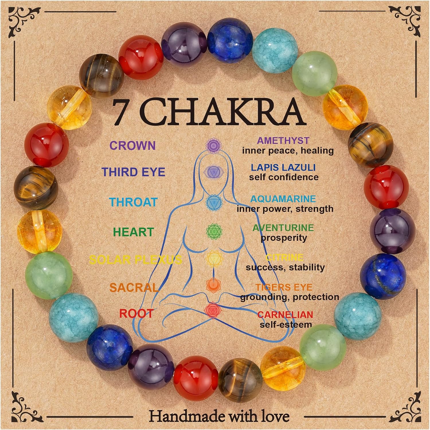 Healing Crystal Beaded Bracelet Jewelry Gifts for Women