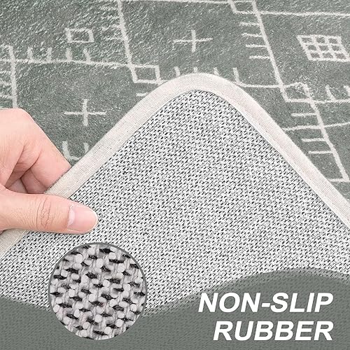 Miniatura 4 de Uphome Alfombras de baño de 20 x 31 pulgadas, color gris, bohemio, antideslizante, geométrica, marroquí, alfombra de baño de terciopelo suave,