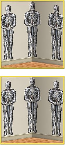 Beistle Telones de fondo de pared de caballeros, 4 x 30 pies, paquete de 2 decoraciones medievales para fiestas, fondo de decoración medieval, fondo