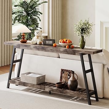ChooChoo 70.9 Inch Long Console Tables for Entryway, Hallway Table, 2-Tier