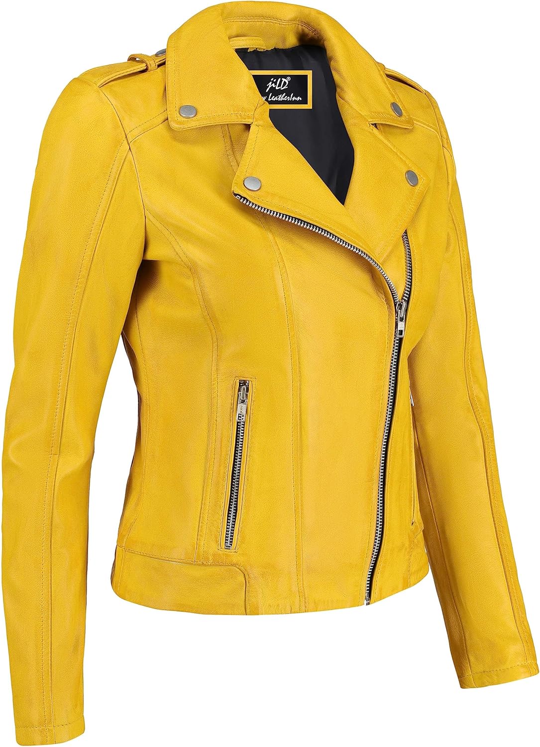 Jild Biker Style Vintage Leather Jacket Women - Casual Fashion Motorcycle Zip-Up Lightweight Coat Collar Women Leather Jacket - Image 3