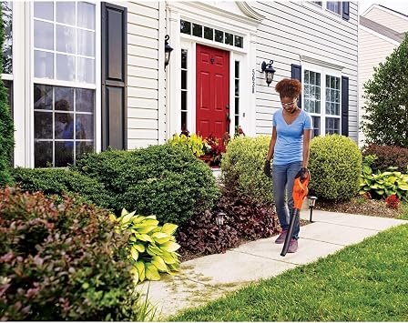 BLACK+DECKER Cordless Leaf Blower with Battery and Charger 20V MAX, Electric Leaf Blower 130 mph Air Speed, Lightweight Design (LSW221)