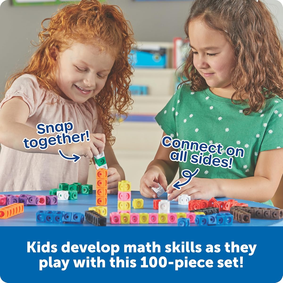 Learning Resources MathLink Cubes - Set of 100 Cubes, Ages 5+ Kindergarten, STEM Activities, Math Manipulatives, Homeschool Supplies, Teacher Supplies image 1