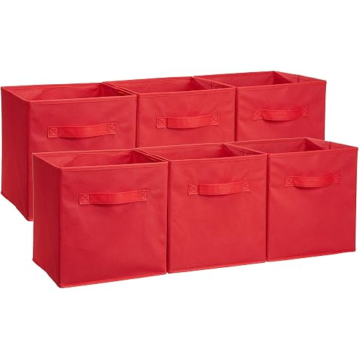 MockWares Basics Foldable Storage Cubes, Red, 6-Pack