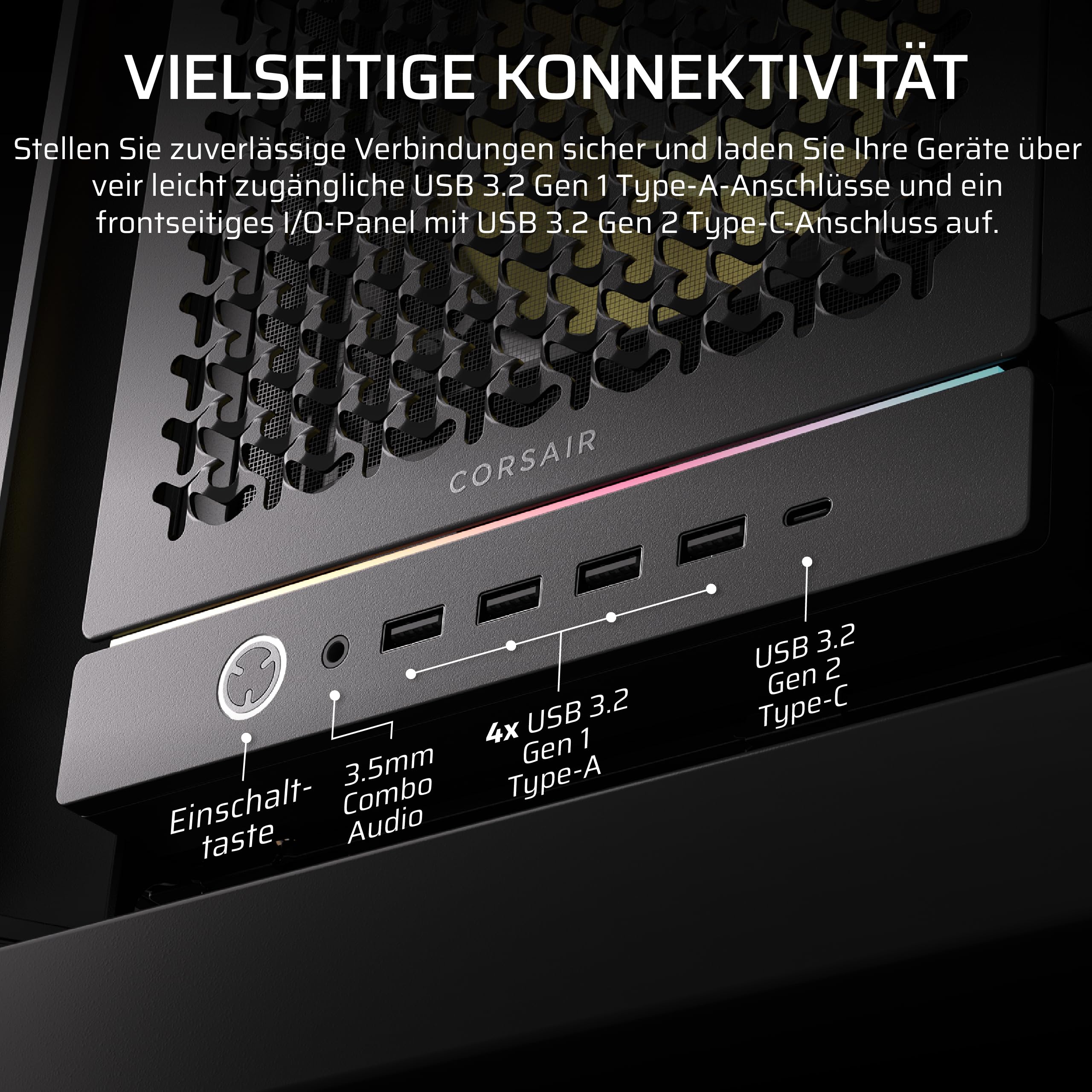 CORSAIR Frame 5000D RS ARGB Modulares Hohem Luftstrom Mid-Tower-PC-Gehäuse – 4X Vorinstallierte RS-Lüfter, InfiniRail-Lüfterbefestigungssystem, Kompatibel mit Reverse-Connector-Mainboards – Schwarz