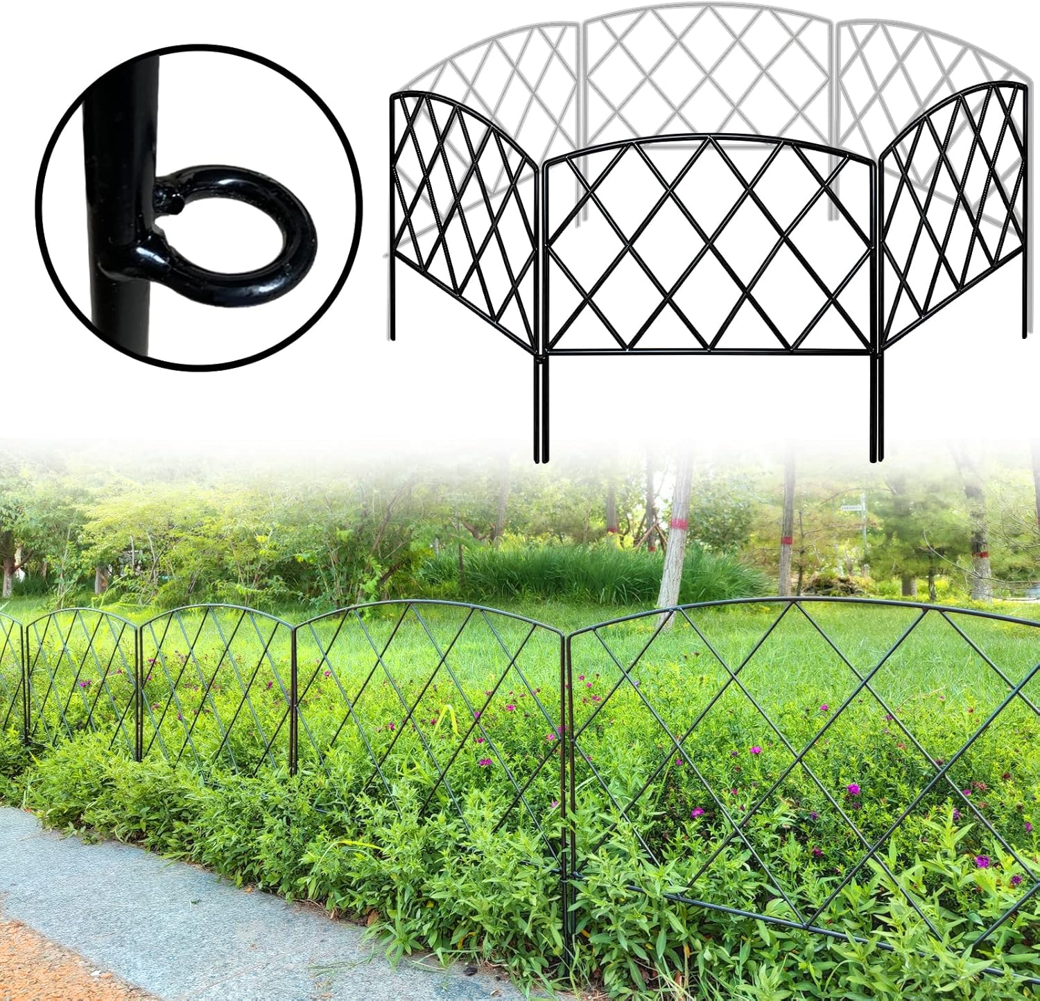 Thealyn Decorative Garden Fence 24 in (H) x 10 ft (L), Dog Rabbit Pet