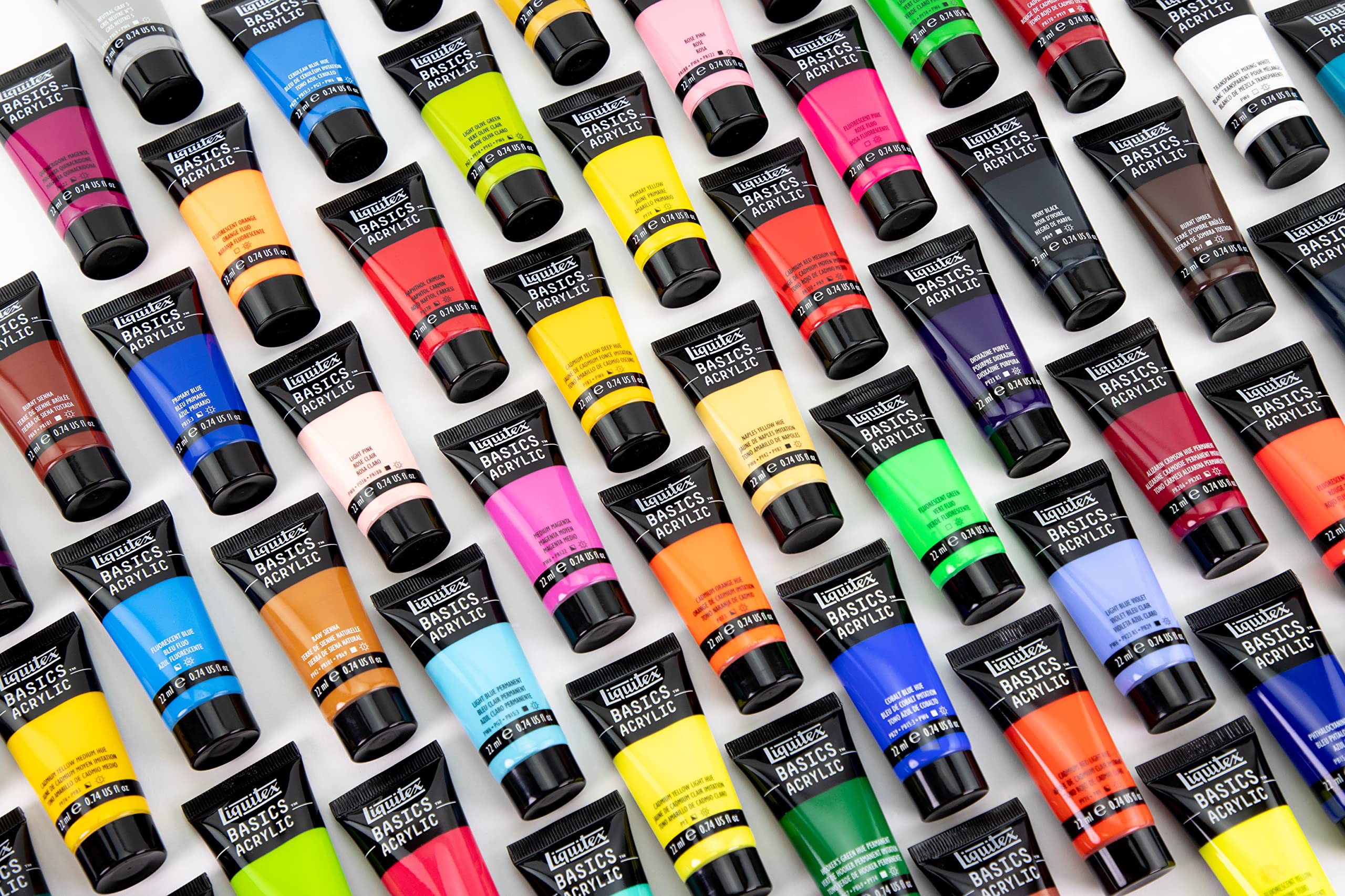LIQUITEX BASICS - Juego de pintura acrílica de 60 tubos, 22 ml, exclusivo de Amazon