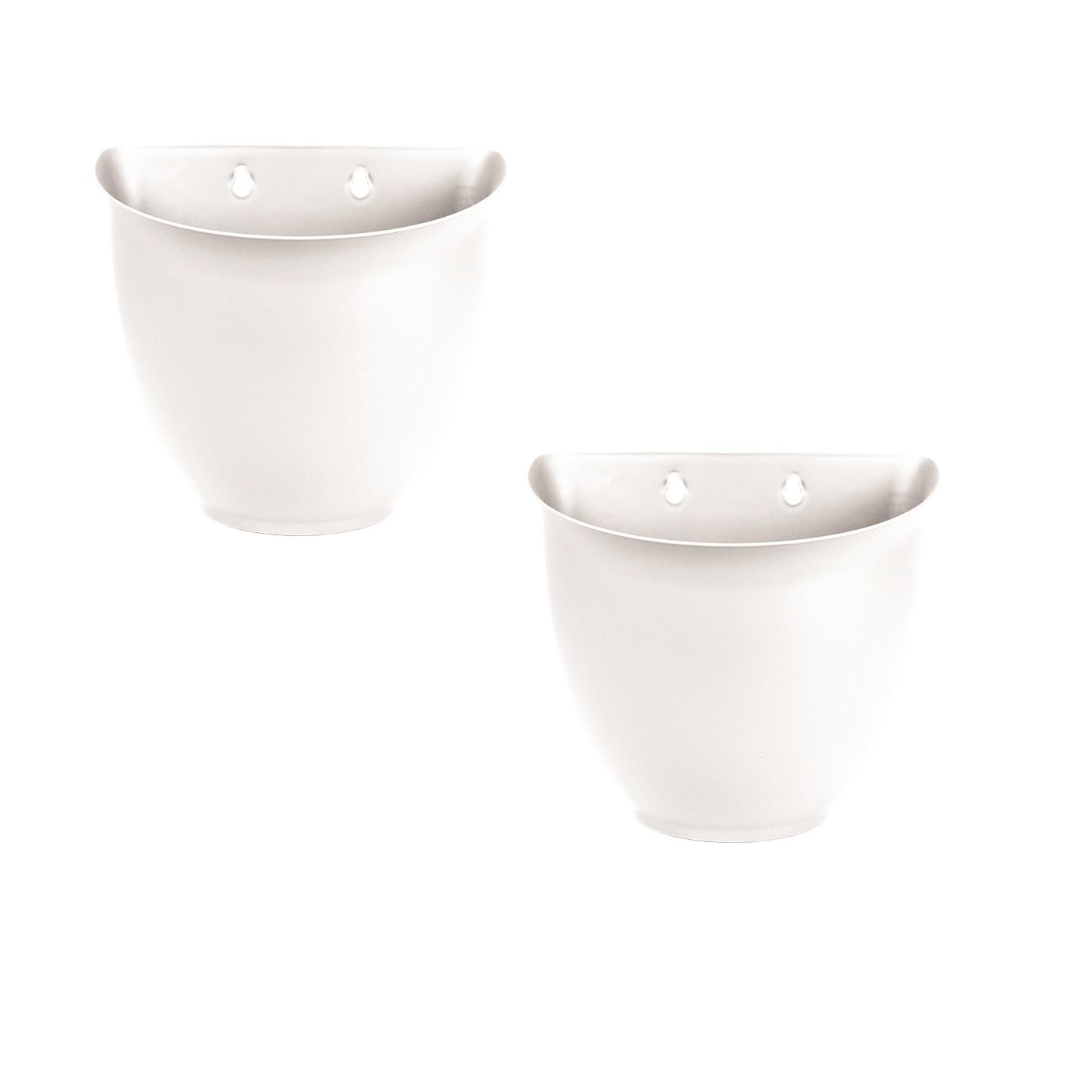 The HC Companies 8 Inch Garden Wall Planter - Plastic Hanging Plant Pot for Indoor Outdoor Flowers, Herbs, White (Pack of 2)