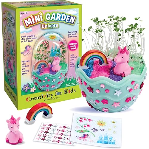 Creativity for Kids Mini Garden: Magical Unicorn Terrarium Kit - Unicorn Gifts for Girls, Kids Craft and Toy, Unique Valentine's Day Gifts (Ages 6+)