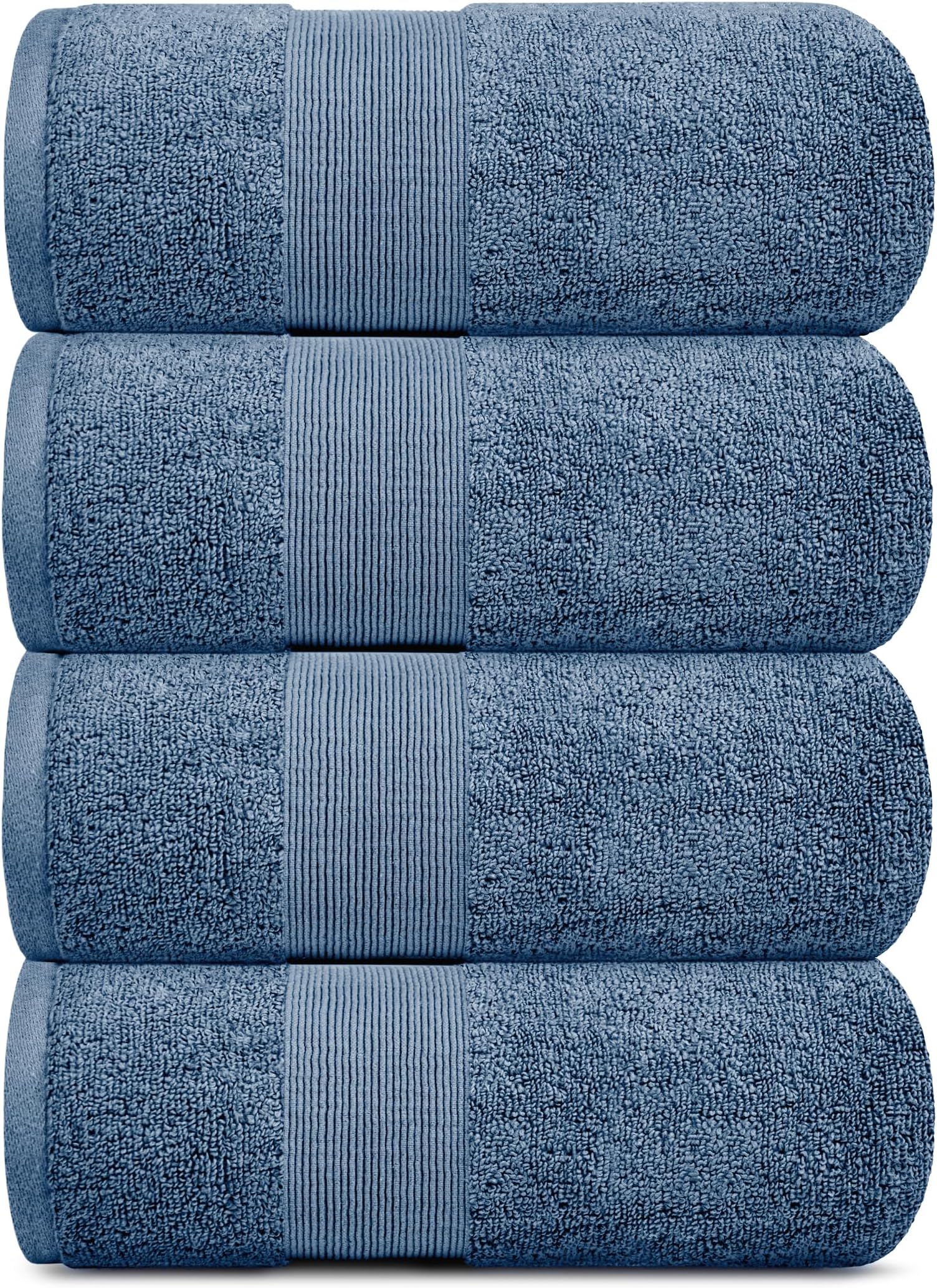 White Classic Resort Collection Soft Bath Towels | 28x55 Luxury Hotel Plush & Absorbent Cotton Bath Towel Large [4 Pack, Blue]