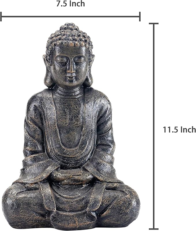 Figura Buda Sentado 11.5 pulgadas Resina Gris Meditación Zen Yoga Decoración miniatura 2