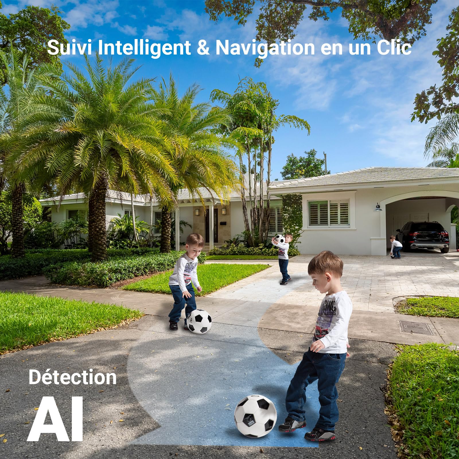 EZVIZ 3MP+3MP Caméra Surveillance WiFi Extérieure à Double Objectif, 360° PTZ Camera, Suivi Auto, Détection de Forme Humaine/Véhicule,Défense Active,Vision Nocturne Couleur 40M, C9c 2K Dual