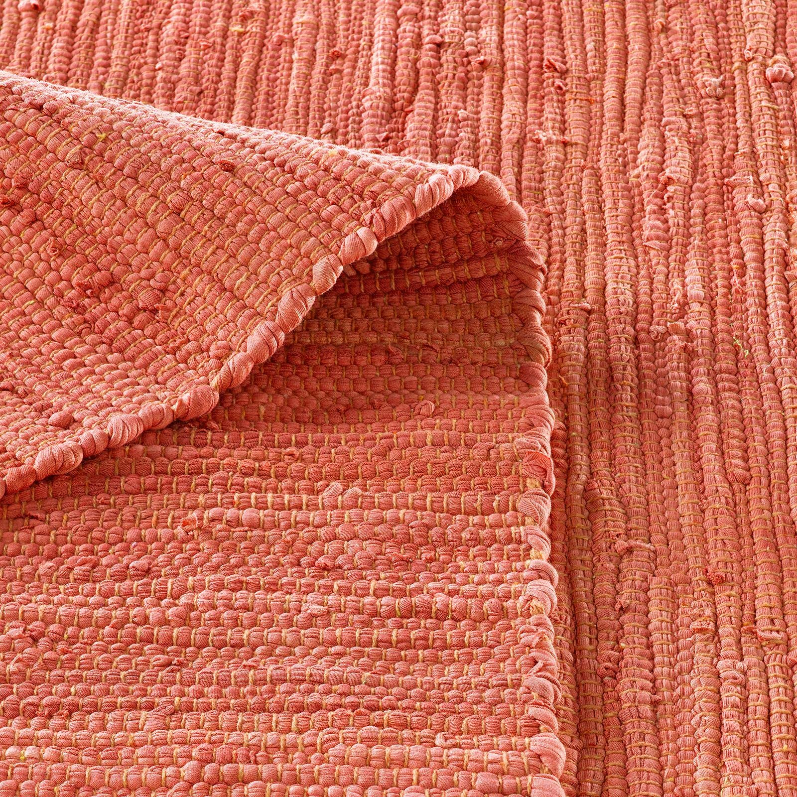 Taracarpet Handwebteppich Läufer Fleckerl Teppich Uni waschbar aus Baumwolle für Wohnzimmer und Küchenteppich 140x200 cm Terracotta