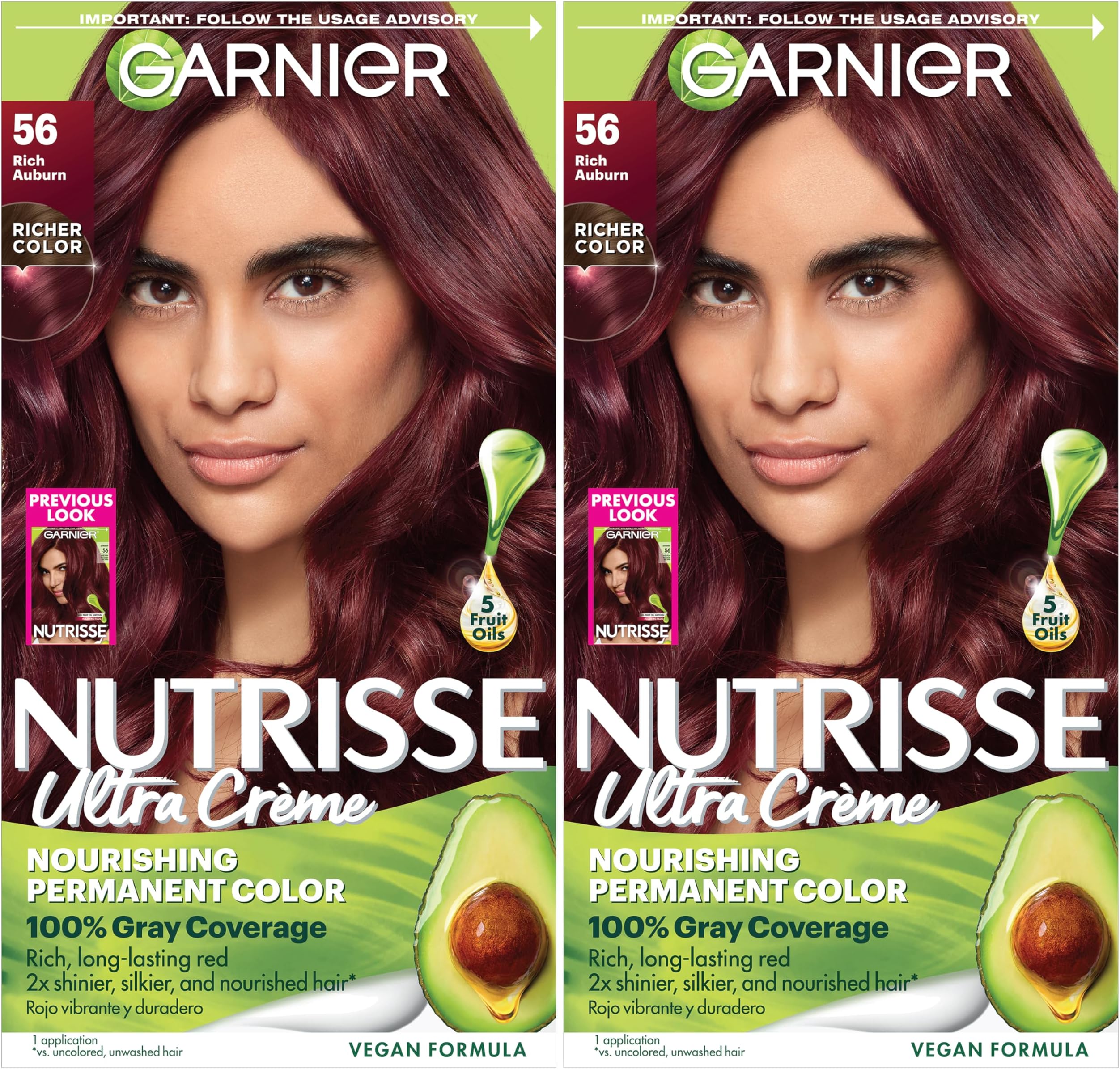 Garnier Hair Color Nutrisse Nourishing Creme, 56 Medium Reddish Brown (Sangria) Permanent Hair Dye, 2 Count (Packaging May Vary)