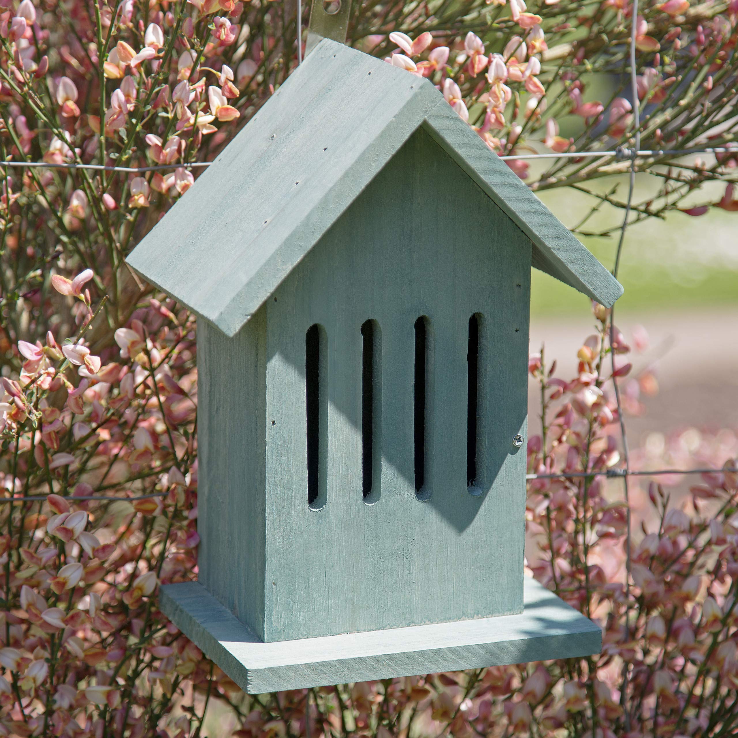 Relaxdays Casetta per Insetti e Farfalle, Butterfly Bee Hotel, Nido per Api da Giardino HxLxP: 25,5x18,5x12 cm, Turchese