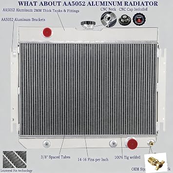 4 Rows Aluminum Radiator Fit 1964-1967 Chevy Chevelle/EL Camino/Impala I6/V8