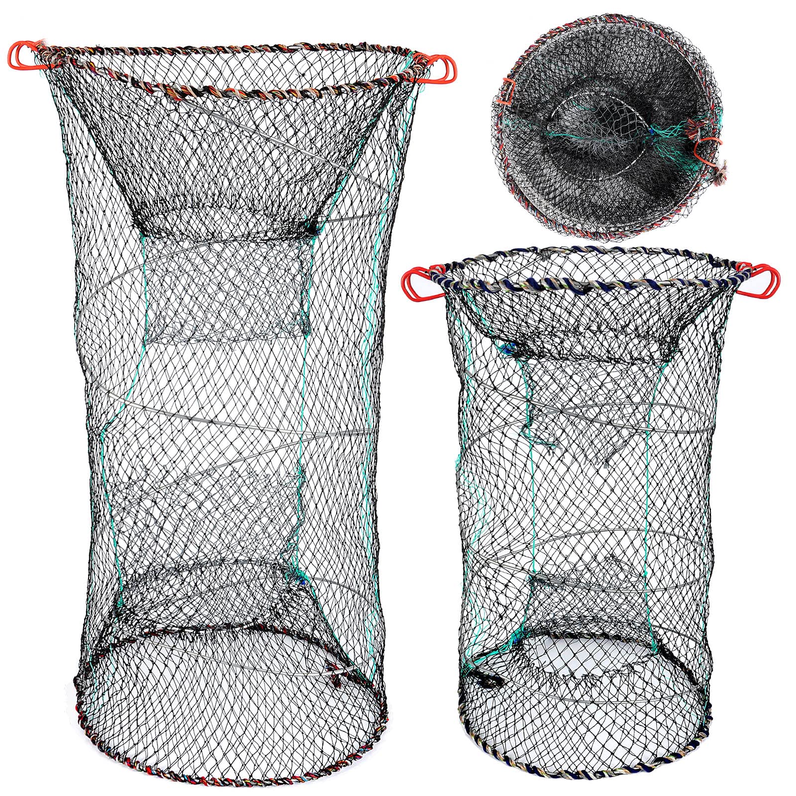 Nswdhy Fishing Bait Trap,2 Packs Crab Trap Minnow Trap Crawfish Trap Lobster Shrimp Collapsible Cast Net Fishing Nets Portable Folded Fishing Accessories