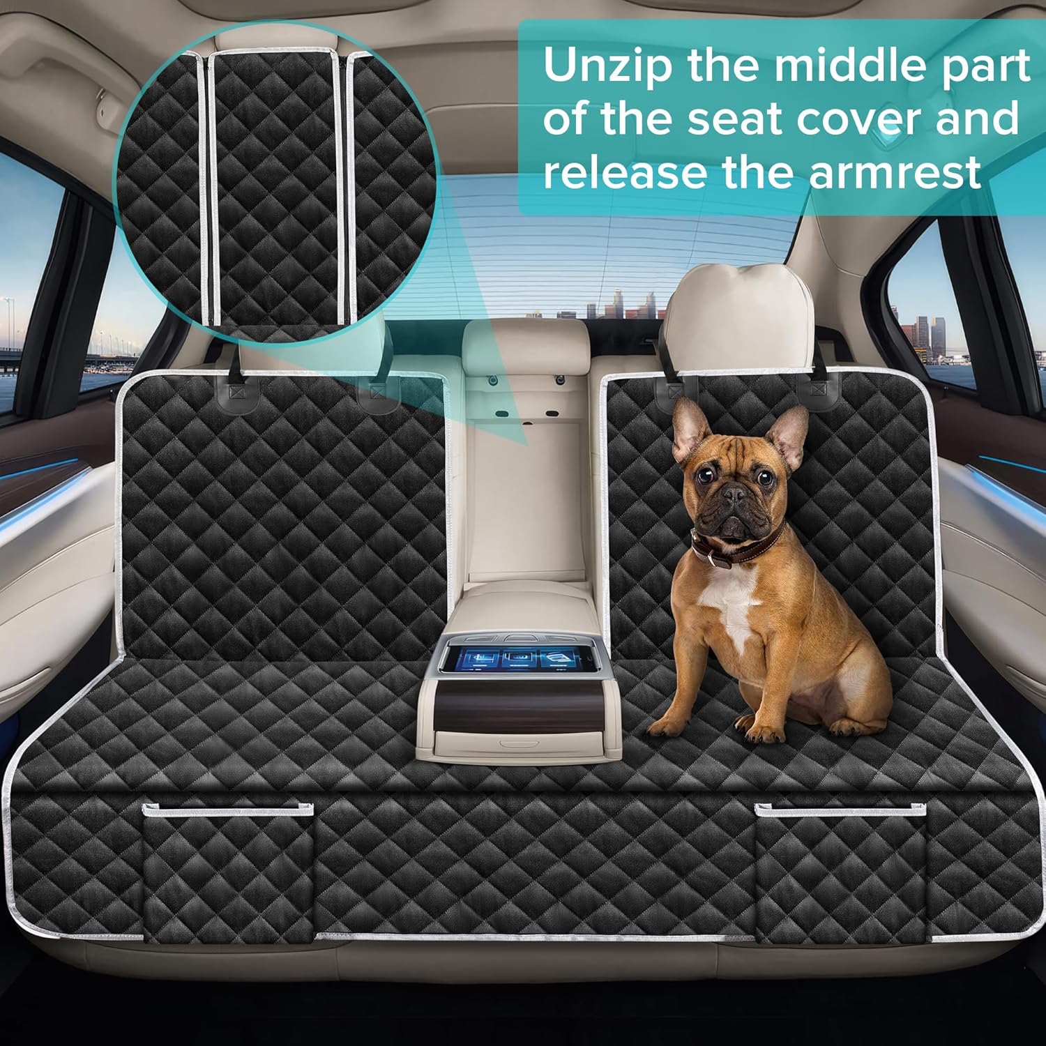 Truck Dog Seat Cover Compatible with Dodge RAM 1500 2500 3500 Crew Quad Mega Cab Back Seat Accessories 2000-2025 2026, Waterproof Car Pet Bench Rear Seat Covers with Non-Slip Backing