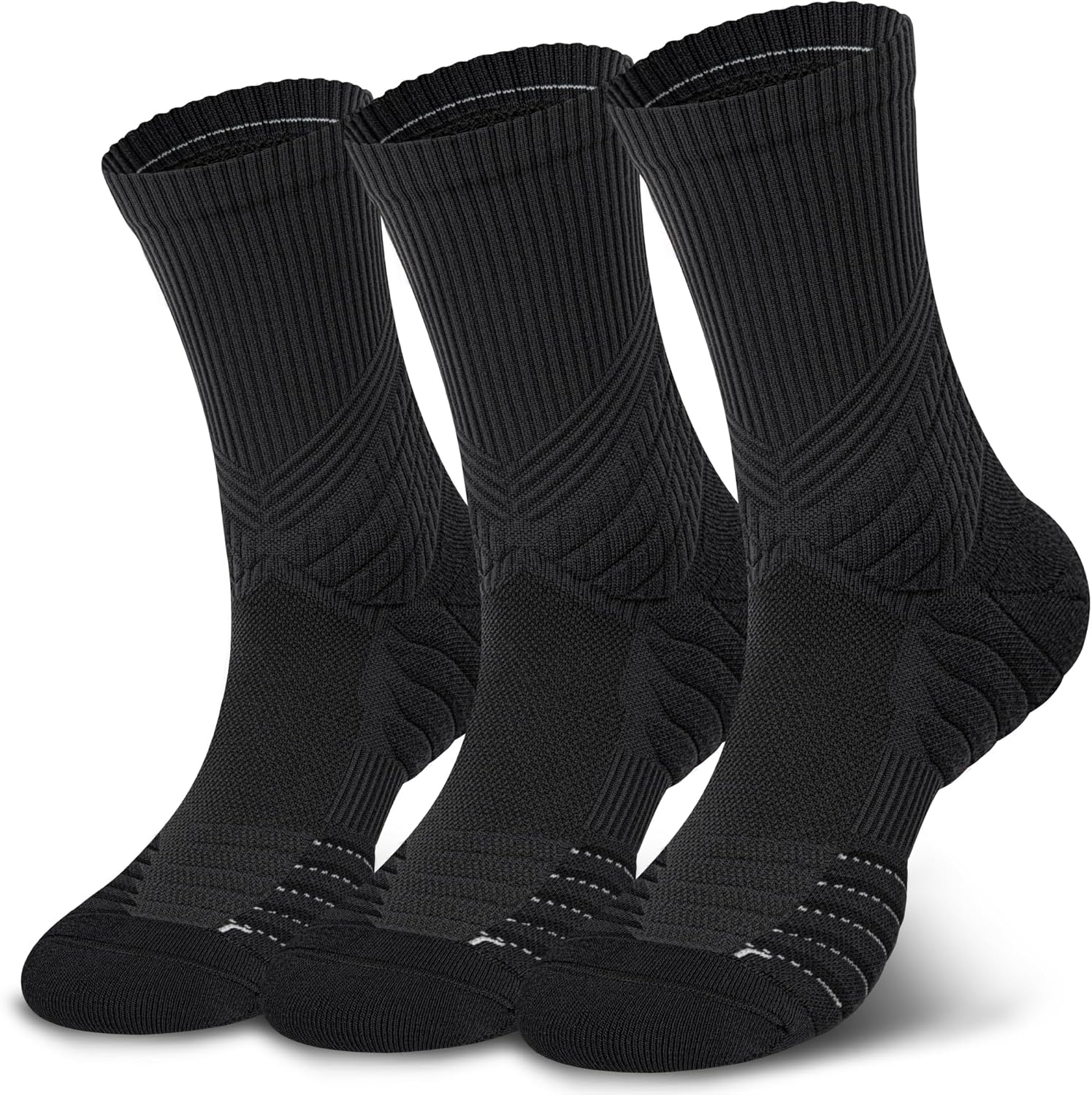 Hylaea Compression Running Socks for men, Coolmax Anti-Blister Cushion Crew Socks for Athletic, Moisture Wicking & Seamless