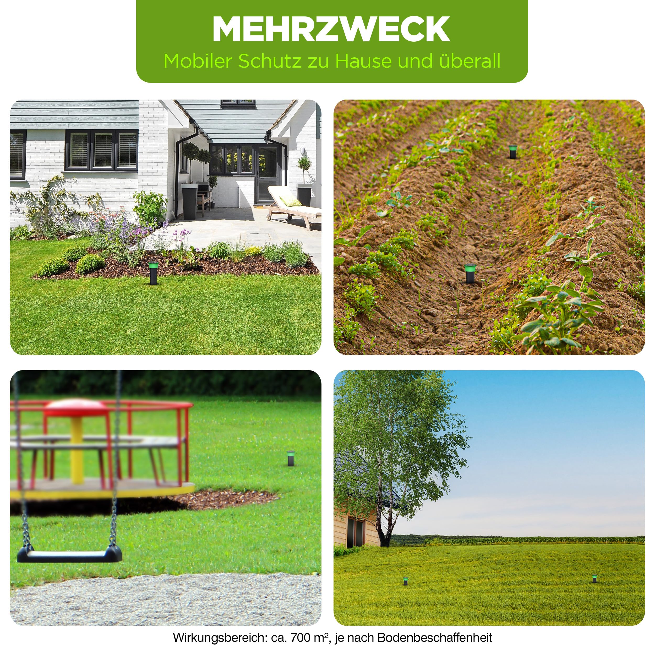 ISOTRONIC® Maulwurf Vertreiber Wühlmausschreck 4er Pack | Tradition seit 1979 | Maulwurfschreck wasserdicht IP65 | Plus blaues Licht gegen Wildtiere