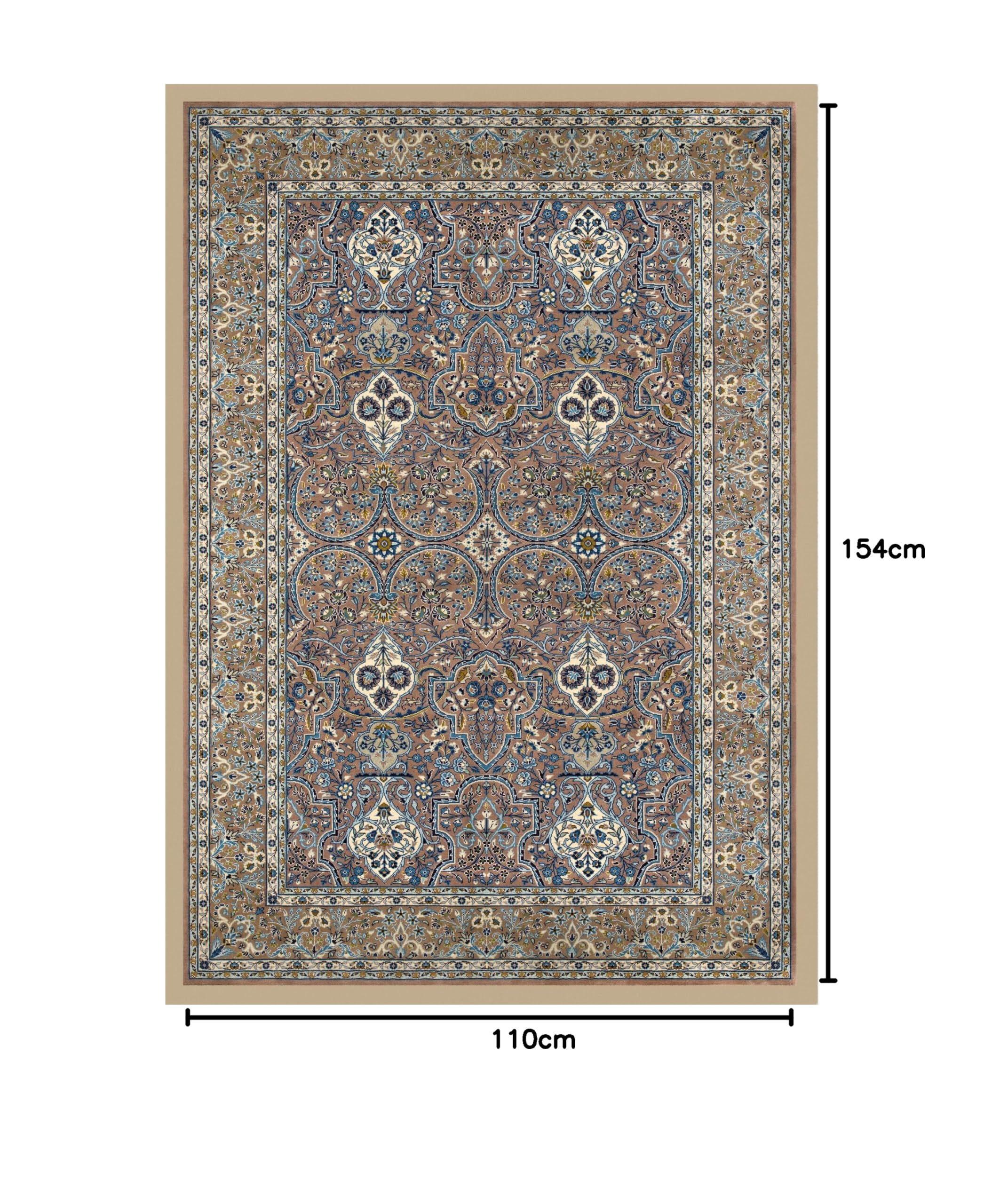 By Suardi Tappeto Orientale YAZD PERSIANO Antiscivolo Stampa Digitale Linea Emozioni D'Oriente Ideale per Soggiorno Camera (110x154cm)