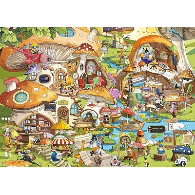 500 Piece Jigsaw Puzzles for Adults, Whimsical Mushroom Town Puzzle with HD Poster, Precise Interlocking Dust-Free, Home Decor, Family Games, Holiday Party Gift