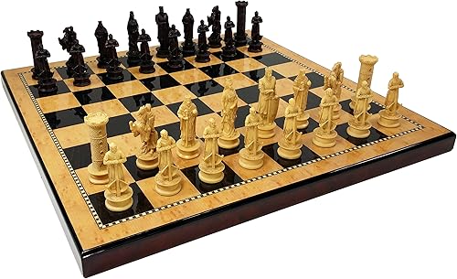 Miniatura 2 de Medieval Times King Richard The Lionheart Knights - Juego de ajedrez de color antiguo para hombre, con tablero de color nogal oscuro brillante de 18