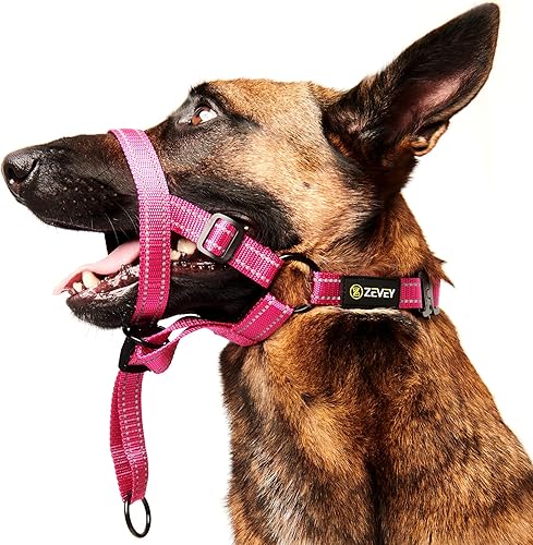 Vista 9 de Collar ajustable para cabeza de perro con correa de seguridad, collar acolchado suave para perros pequeños, medianos y grandes, arnés para perro sin