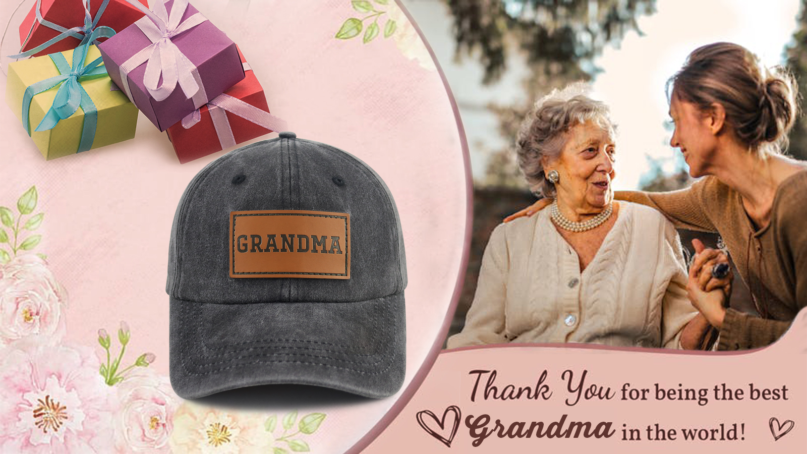 Gsspvii Grandma Leather Patch Hat for Women, Funny Adjustable