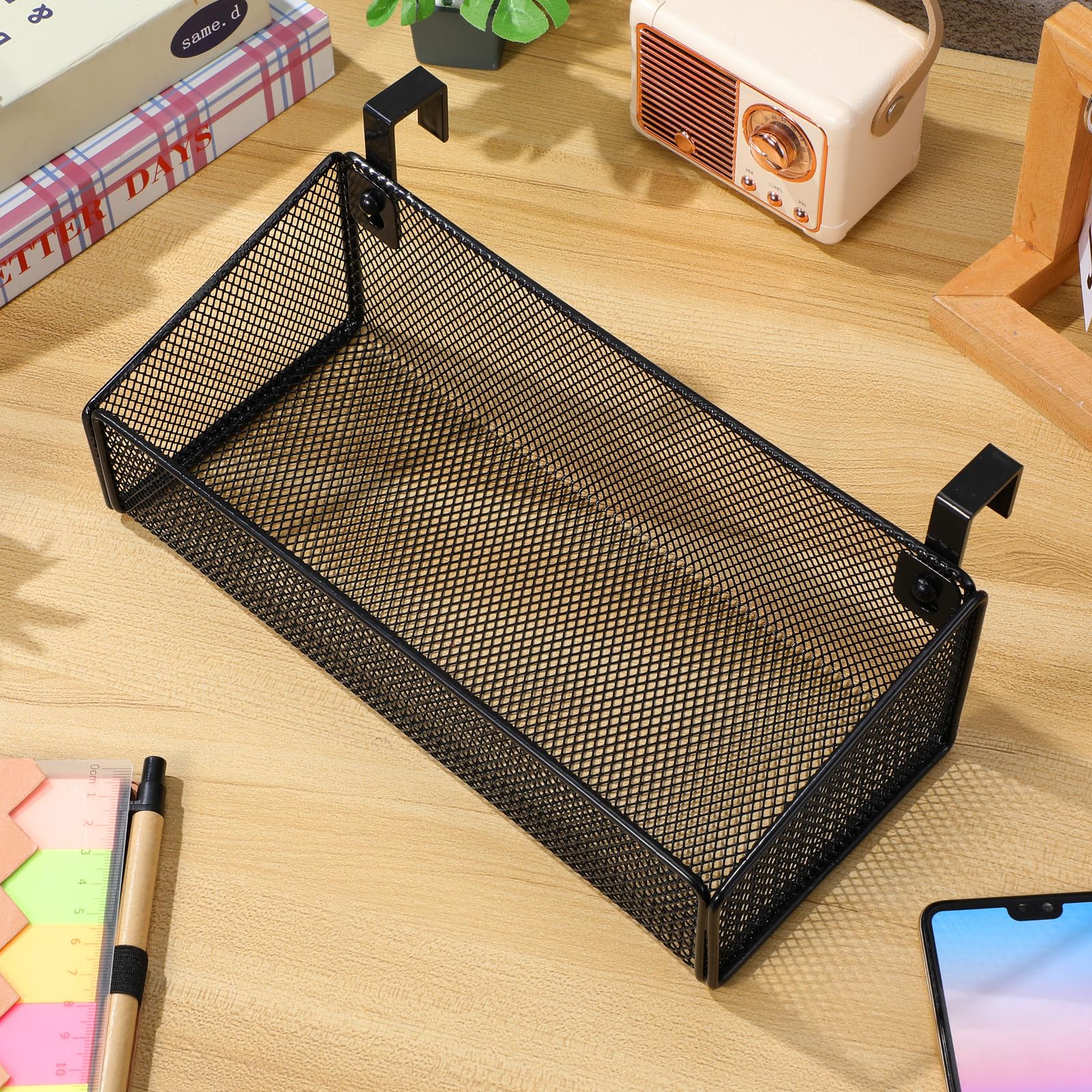 Cesta Colgante de Metal Negro para Cama, Hogar y Dormitorio