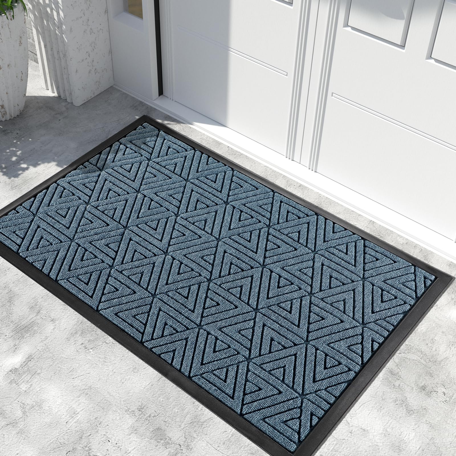 Yimobra Door Mat Outdoor Entrance, Heavy Duty Sturdy Front Welcome matt for Outside Home Entry, Doormat for Back Patio Floor Porch Garage Office, Low Profile, Easy Clean, 60 x 36, Mix Blue