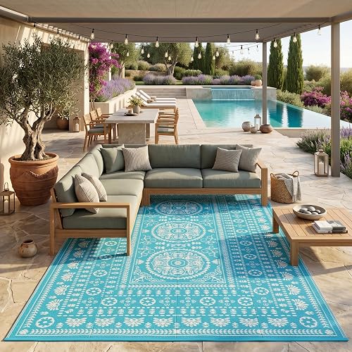 Garvee Reversible Outdoor Rug 6x9 for Patio, Waterproof Outdoor Area