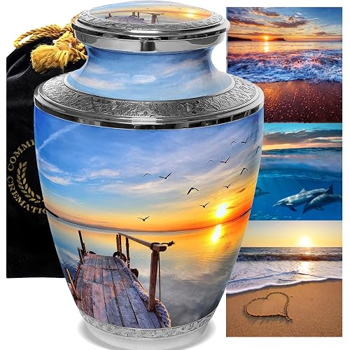 Dock of The Bay Cremation Urn for Ashes Adult Male - Personalized Urn for Ashes for Women Decorative Urns - Beautiful Handcrafted Sunset Urns for Human