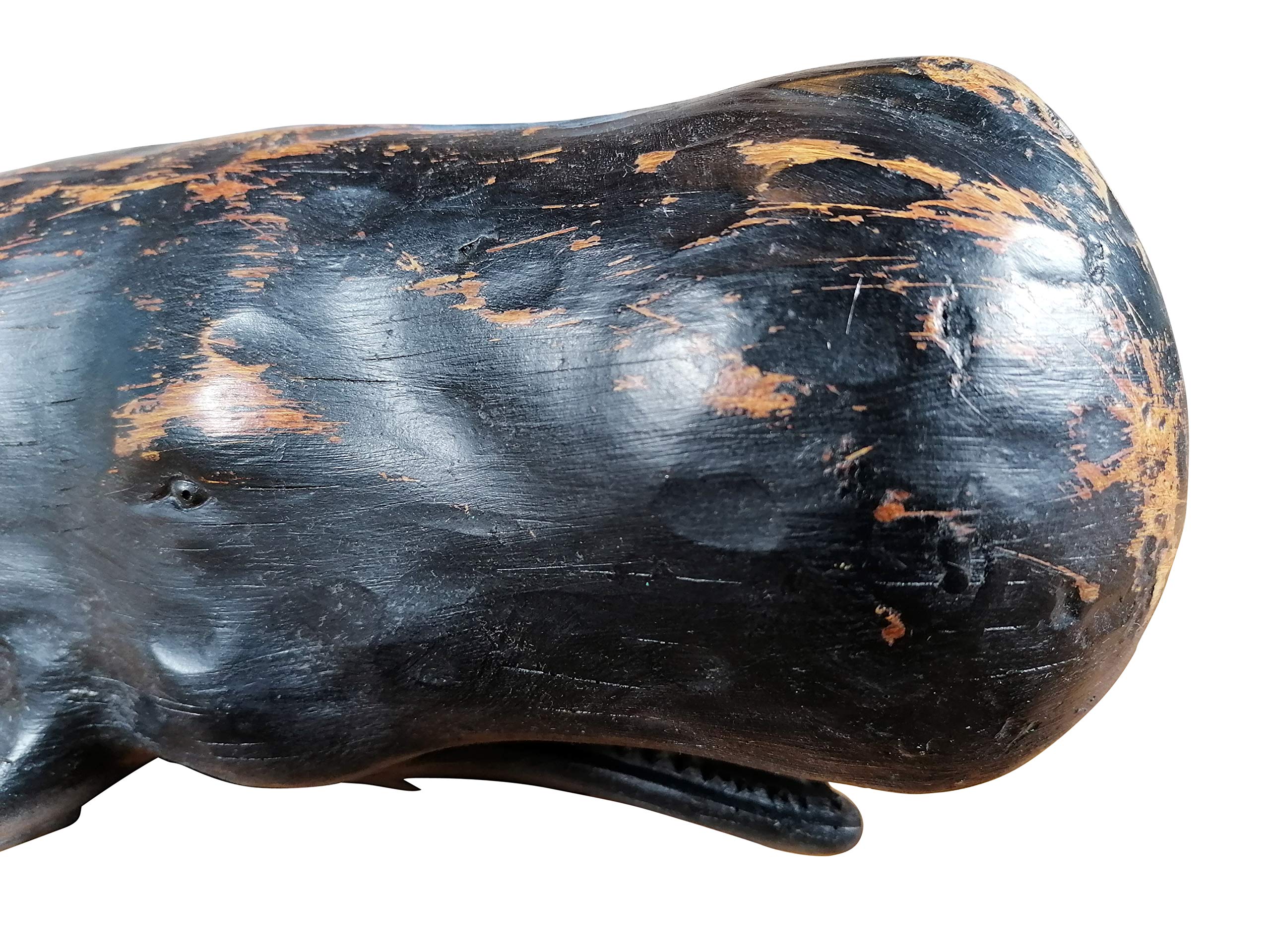 MichaelNoll Wal Walfisch Fisch Dekofigur Statue Skulptur Polyresin Modern - Maritime Deko für Wohnung in Holz-Optik - Dekoration für Wohnzimmer, Schlafzimmer oder Badezimmer - 47x16x15,5 cm