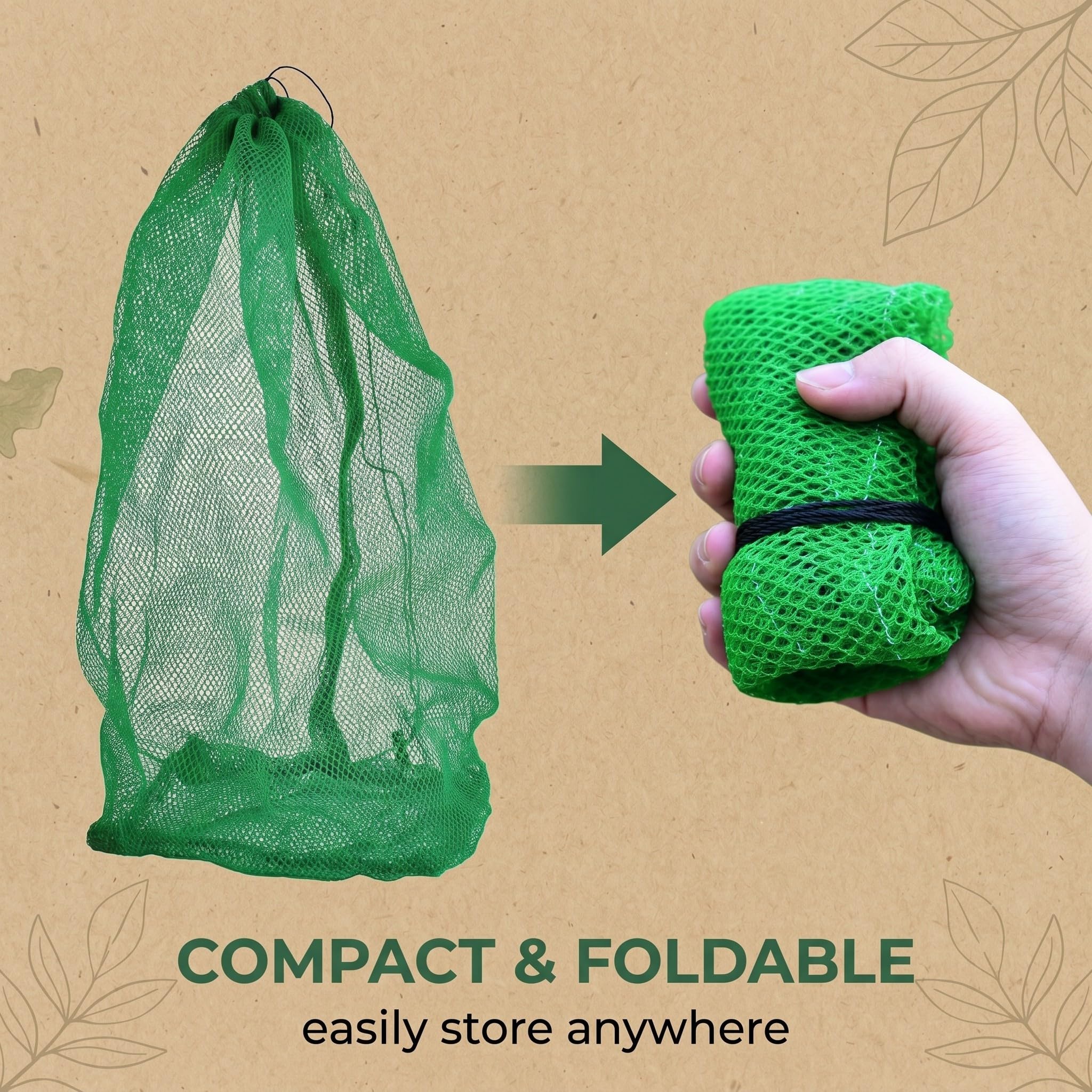 Bourriche Peche 80x50cm, Sac Soluble Peche Carpe, Filet Peche en Nylon Vert Renforcé, Sac de Conservation Poisson Pliable et Séchage Rapide, Nasse à Poisson Multifonctionnelle